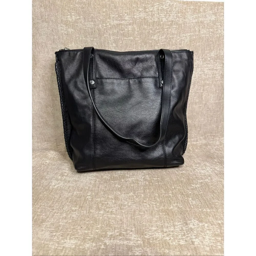 Tommy Bahama Women's Lido Key 100% Leather Shoulder Tote Handbag Black